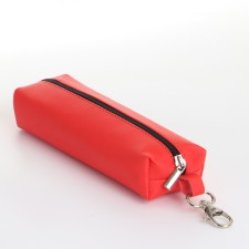 Key of zipper, length 16 cm, ring, carbine, red color
