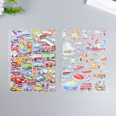 Sticker Plastic volumetric "sea and land transport" holography MIX 26x16 cm