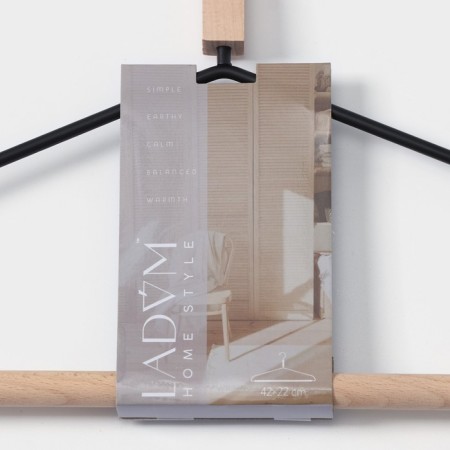 Shoulders - clothes hanger with reinforced shoulders Ladoom Laconique, 42 × 24 × 3.2 cm, black color is black-10