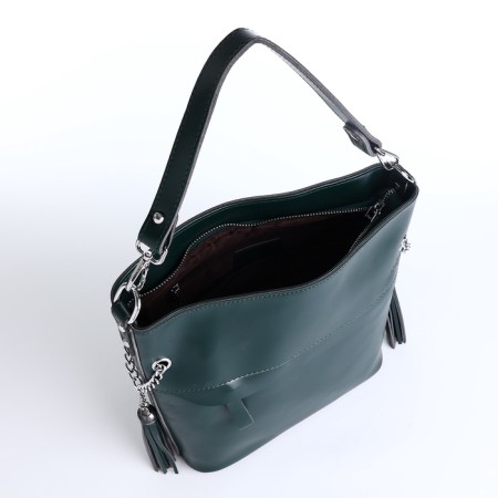 Luggage bag on lightning, 2 outer pockets, long belt, green color-9