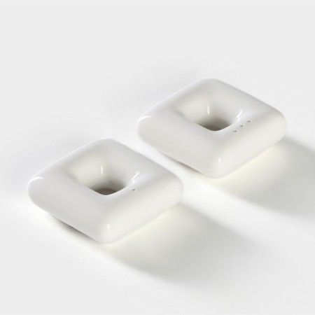 Porcelain set for spices on the Bellatenero bamboo stand, 3 objects: Solonka 60 ml, pistor 60 ml, stand, white color-3