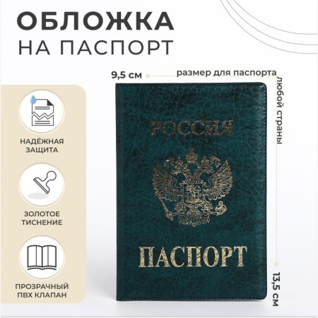 Cover for passport, green color