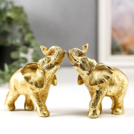 Souvenir Polystone "Golden Elephant" mix 10x10.5x4 cm