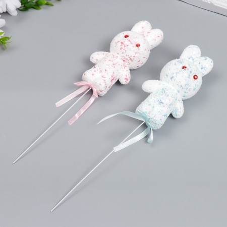 Decor on the stick "Zaychat - Sprinking, Shine" Set 2 pcs Pink, Blue 12 cm-1