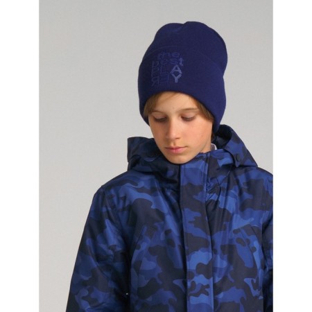 Knitted hat for a boy, size 54, dark blue color-1