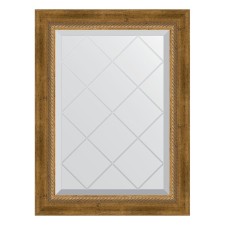 Mirror with engraving in the baguette frame, aged bronze with weaving 70 mm, 53x71 cm