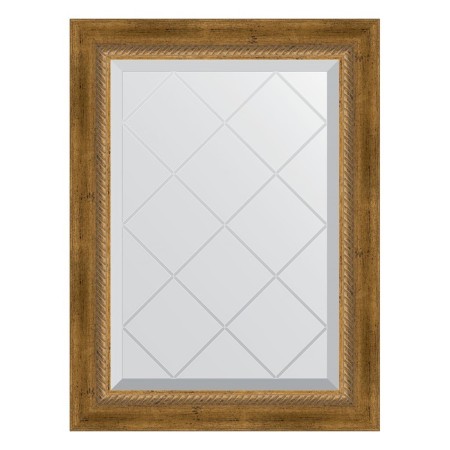 Mirror with engraving in the baguette frame, aged bronze with weaving 70 mm, 53x71 cm