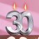 Candle in the cake jubilee "line", number 30, silver, 10 cm