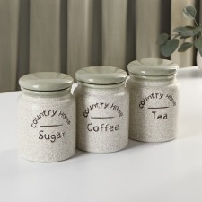 A set of ceramic banks for bulk products “House in the village”, 3 subjects: 750 ml