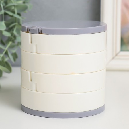 Plastic decoration box, mirror "round. Four levels" white 10x10x10 cm-3