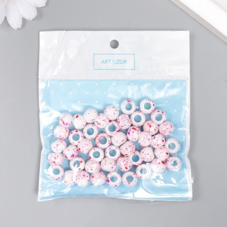 Beads for creativity plastic "Spray of paint. Fuchsia on white" D = 1 cm set 20 g-3