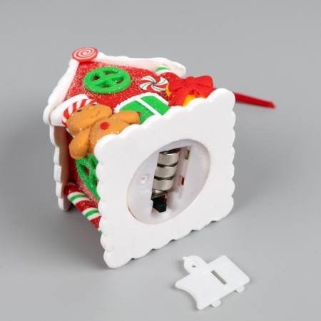 Christmas tree toy "House of sweets" 6 × 7.6 × 5.5 cm, from batteries, glow warm white-2