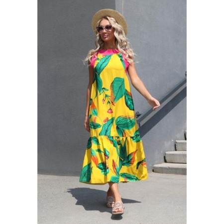Women's dress, size 50, yellow color-1