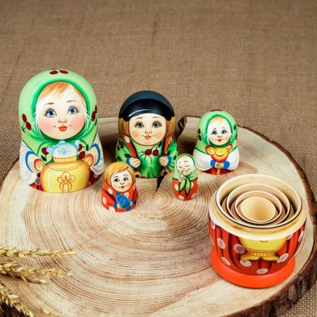 Nesting doll "muzzle", samovar, 5 puppet, suite-3
