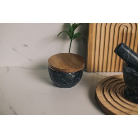 Bank for bulk products Magistro Marte, Marble, 150 ml, D = 10 cm, black color-13
