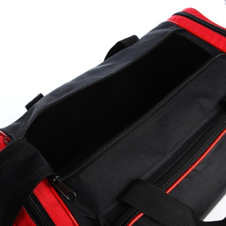 Road bag on lightning, 3 outer pockets, long belt, black/red color-2