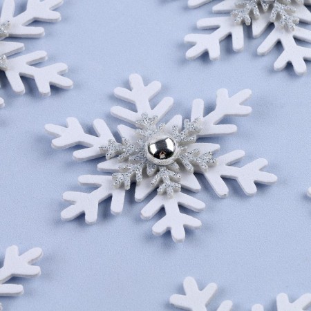 New Year's decor "Snowflake", white color with silver, set of 6 pcs.-1