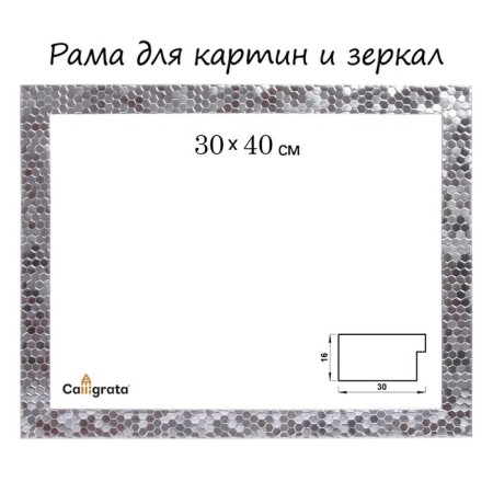 Frame for paintings (mirrors) 30 x 40 x 2.7 cm, plastic, calligrata 651628, silver