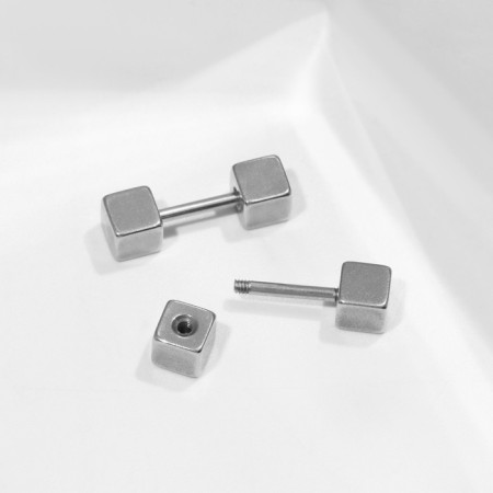 Universal “cubes” piercing, set 2 pcs., L = 9 mm, silver color-1