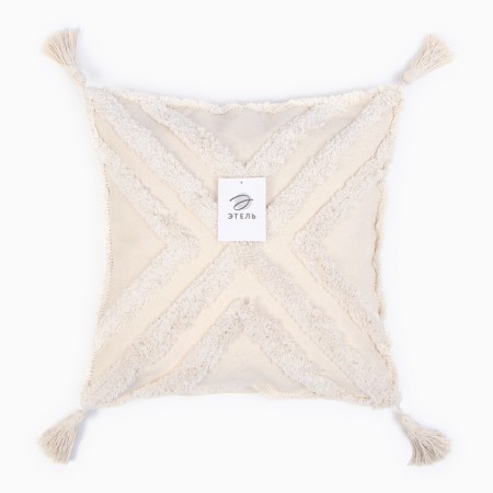 Decorative pillowcase "Ethel" BOHO, 45x45 cm, milk color, 100% cotton-5