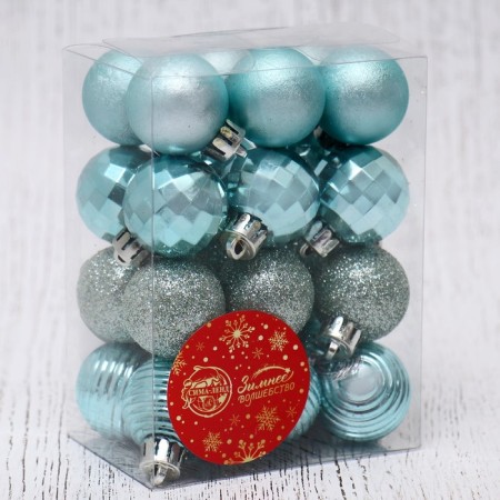 Set of balls plastic D-3 cm, 24 pcs "disco assorted" green-1