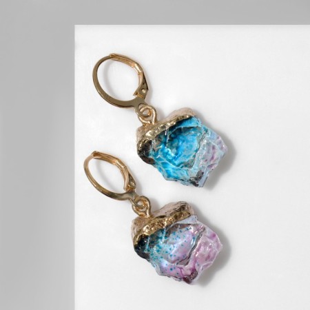 Earrings "Stones" gradient, color blue-violet in gold-1