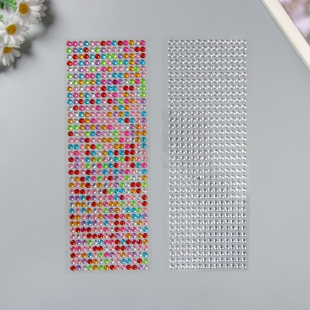 Stick plastic rhinestones "Small", D - 0.5 cm, mix 31.5x10.5 cm-1