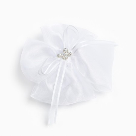 Outlet. Bant for hair on elastic band, white, 15x14 cm, princesses-3