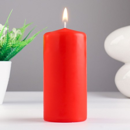 Candle - Aromatic "Strawberry" cylinder, 6x12.5 cm, 35 hours, 283 g, red