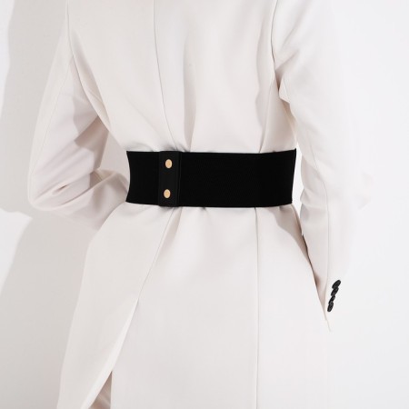 Women's belt on buttons, width 12 cm, black color-5