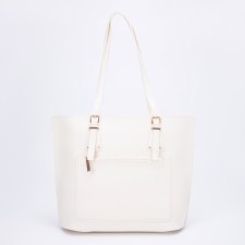 Zipper bag, external pocket, white color