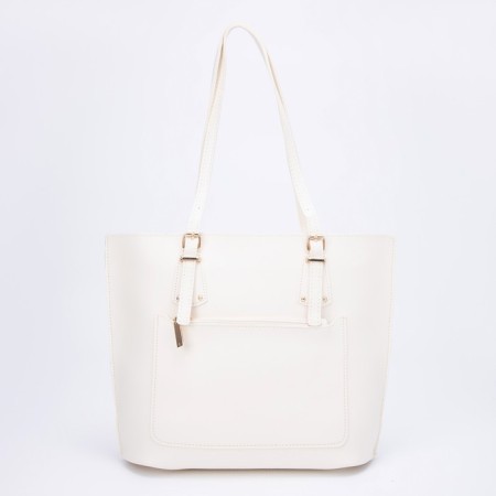 Zipper bag, external pocket, white color