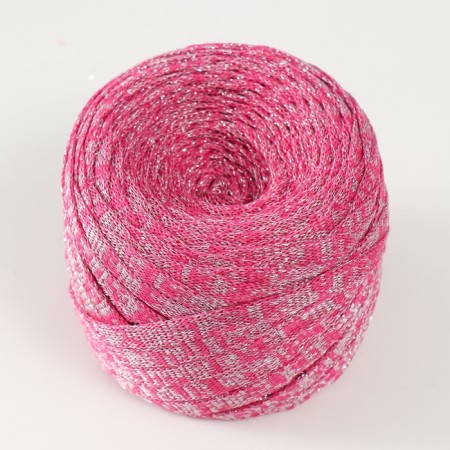 Knitted yarn "Ribbon" with Lurex 85m/170 ± 5 g (fuchsia, lurex: silver)-1