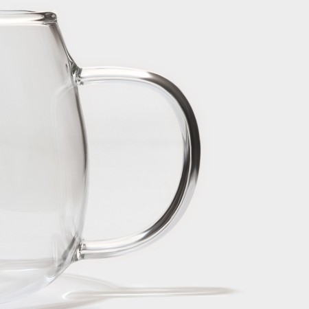 Glass mug for brewing with ceramic sieve "Tenderness", 300 ml, white color-4
