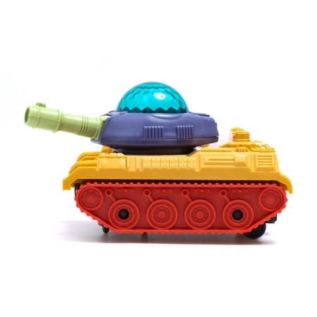 Army tank, light and sound, works from batteries, yellow color-1