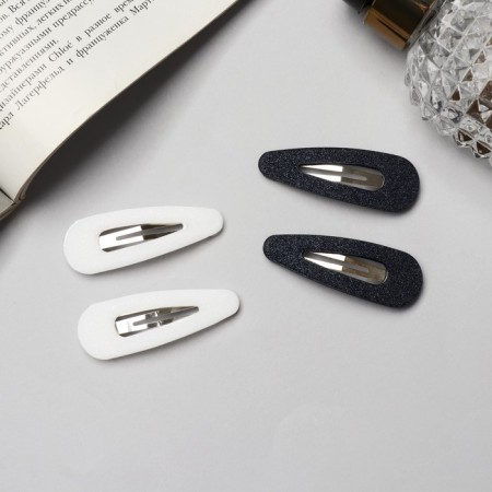 Invisible hair "Florence" (set 4 pcs) drop, 5 cm, black and white-2