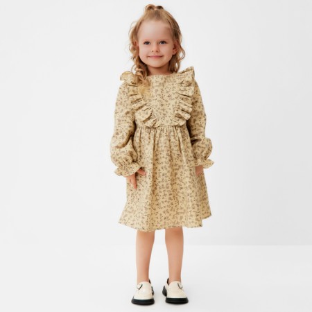 Платье для девочки MINAKU: Cotton collection цвет бежевый, рост 110 см-1