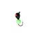 Mormyshka drop black, red eye + green ball 1.1 g