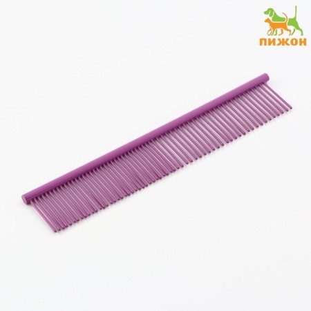 A comb for wool with galvanic coating, 18 x 3 cm, purple