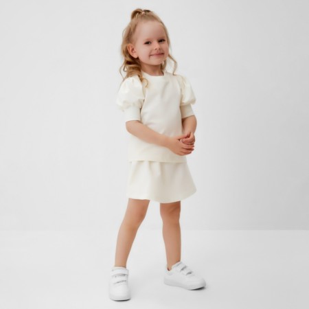 Kit for a girl (sweatshirt and skirt) minku, milk color, height 122 cm-9