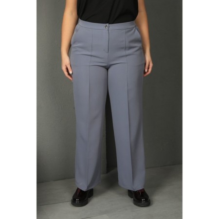 Female trousers, size 56, gray color-4