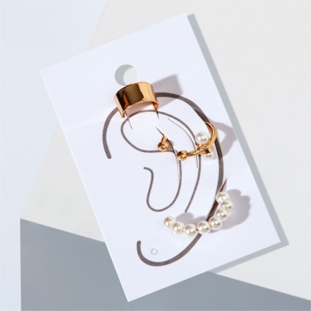 Set of earrings and Kaff "Mood", pearls, white color in gold-2