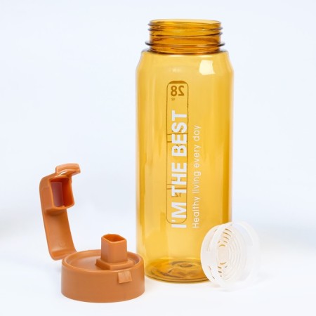 Water bottle, 850 ml, "Energy charge", 23 x 7 cm, brown-1
