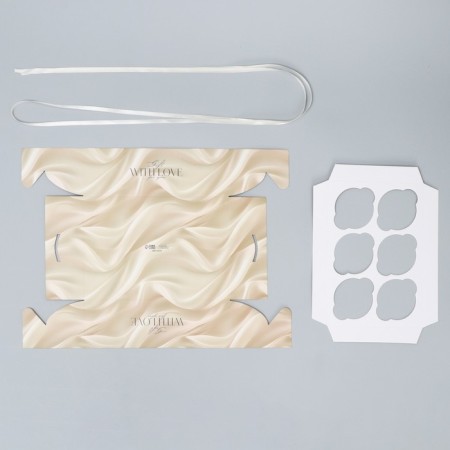 Capcake box, confectionery packaging, 6 cells “Gift with Love”, 23 x 16 x 7.5 cm-3