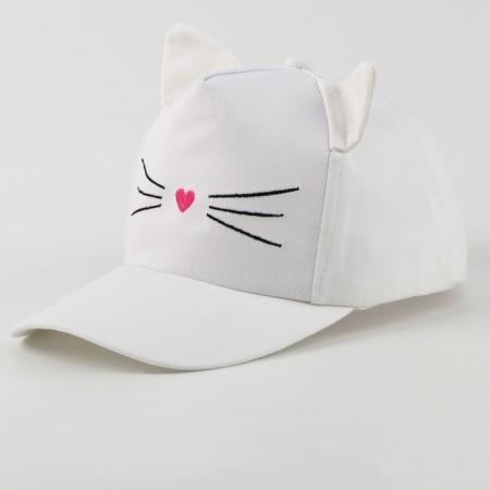 Baby cap for a girl "cat", with ears, color white rr 52-54 5-7 years-3