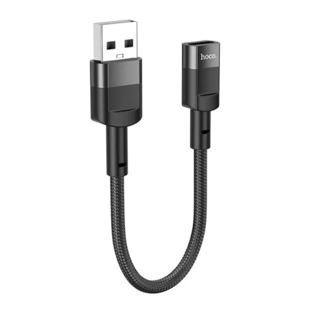 Hoco U107, USB (M) cable - Type -C (F), 2 A, 0.1 m, wicker wire, data transfer, black-2