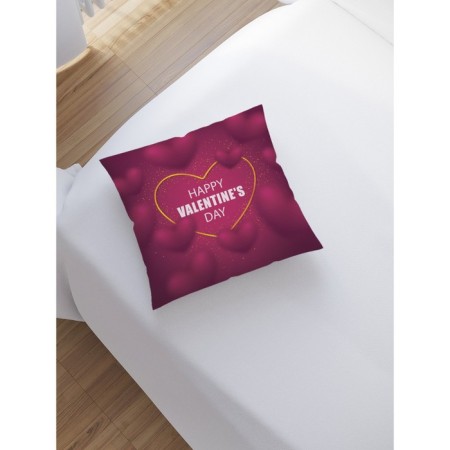 Decorative pillowcase "Happy Valentine’s Day", on a zipper, size 45x45 cm-1