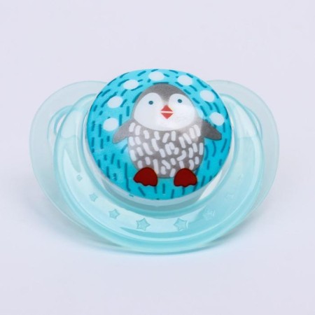 Orthodontic dummy nipple, silicone, from 3 months., "Penguin", blue color-3