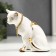 Souvenir ceramics "White cat with a necklace" with gold, rhinestones 10.2 cm