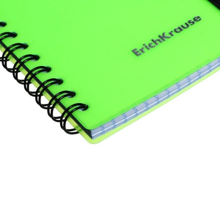 Notebook A6 (120 x 146 mm), 80 sheets in the cage on the crest Erichkrause "Neon", plastic cover, on the elastic band, an offset unit, whiteness 100%, mix-7
